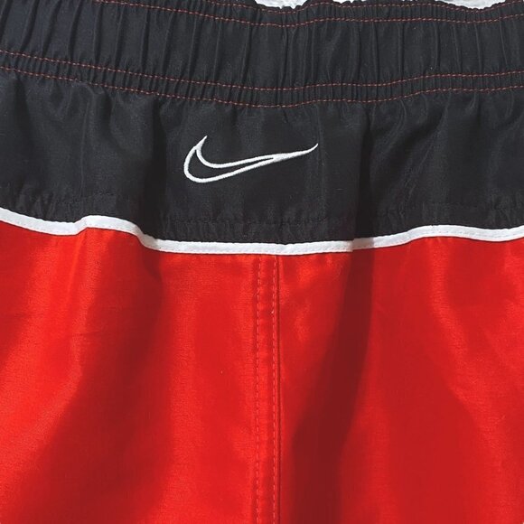 NIKE Swim Trunks XL Red Black Elastic Waist Board Shorts - Picture 4 of 13